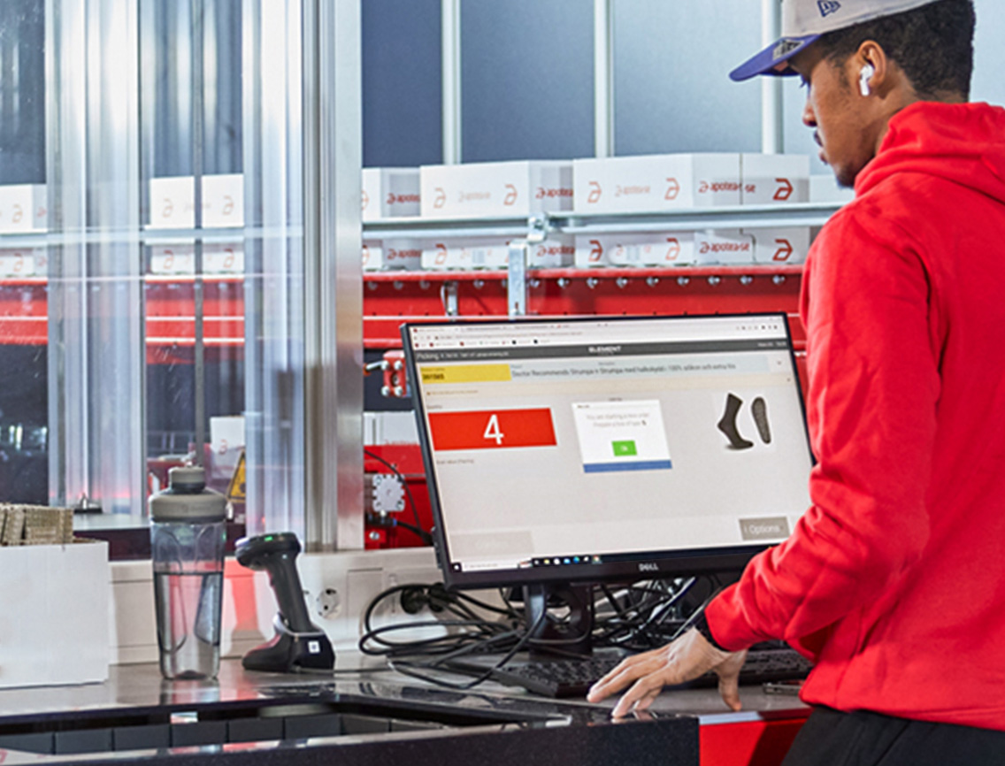 Man ordering a product from a port